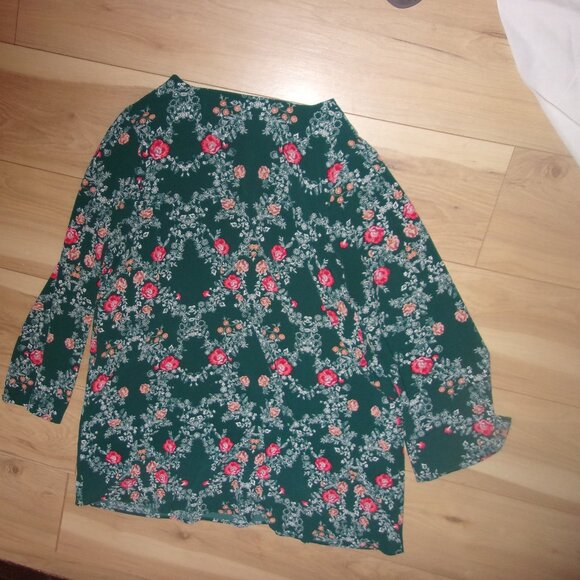 Dress  size xxl womens   floral green  dress party 2x 2 x long sleeve - Picture 4 of 5